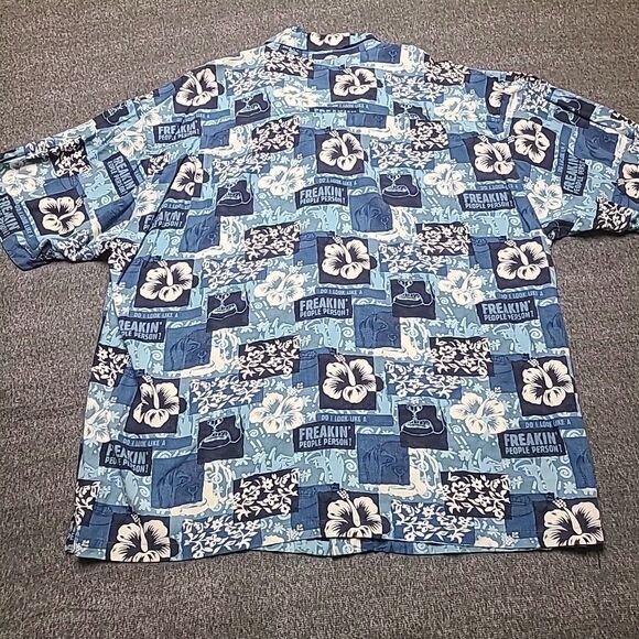 Big‎ Dog Mens Shirt 3X Blue Graphic Short Sleeve Beach Boho Floral Vacation - Picture 8 of 9